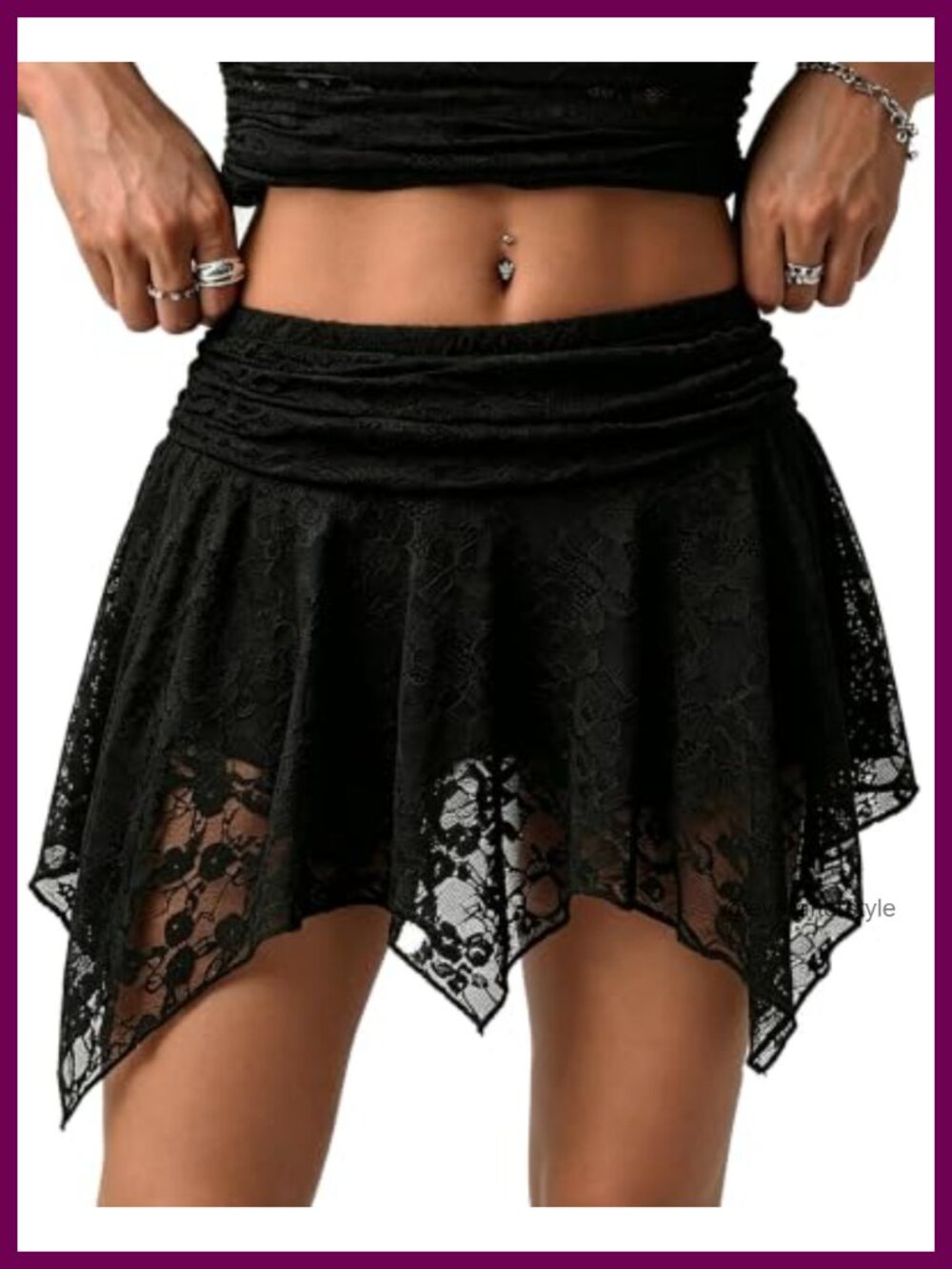 Lace Ruffle Mini Skort Asymmetrical Fairy Grunge Concert Outfit